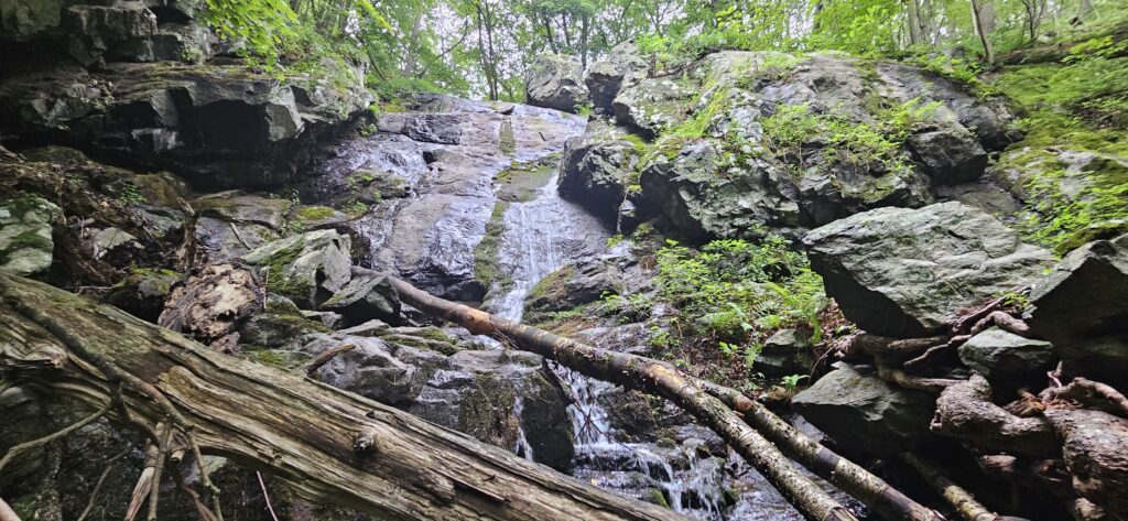 An image of Cataract Falls from below the waterfall