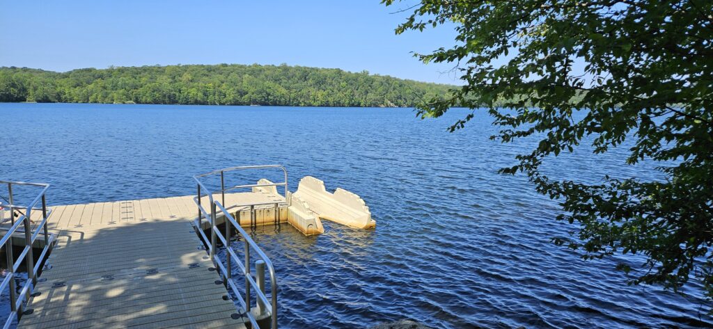 An image of the boat launch at Splitrock Reservoir
