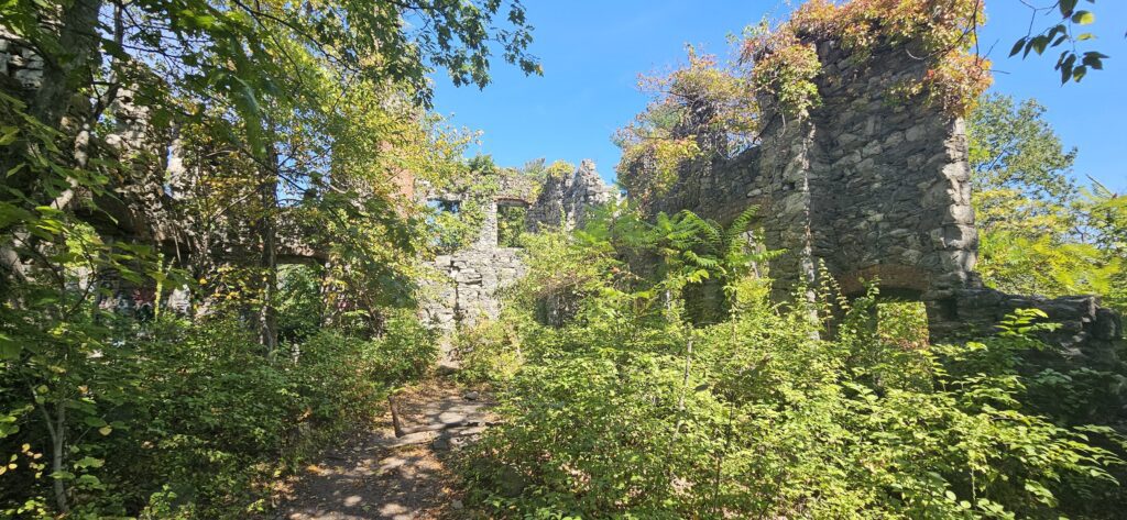 An image of graffiti-covered ruins