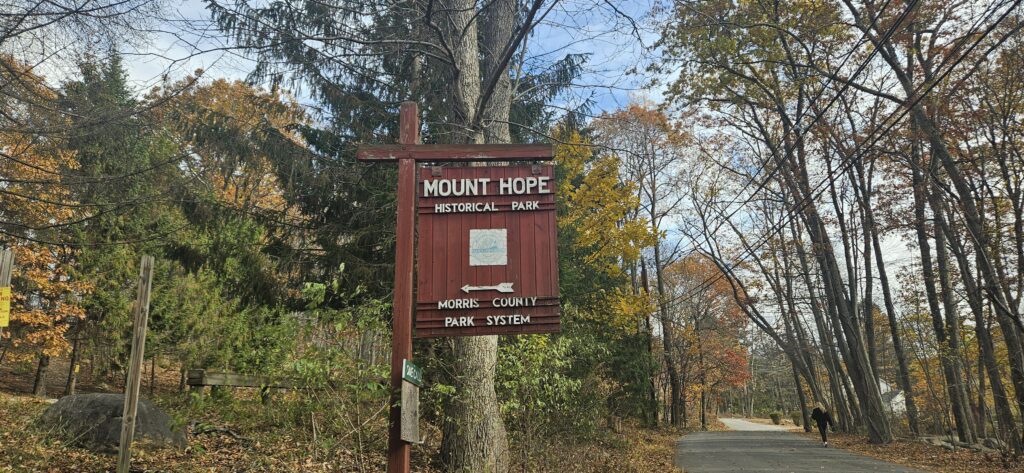 The entrance sign to Mount Hope Historical Park
