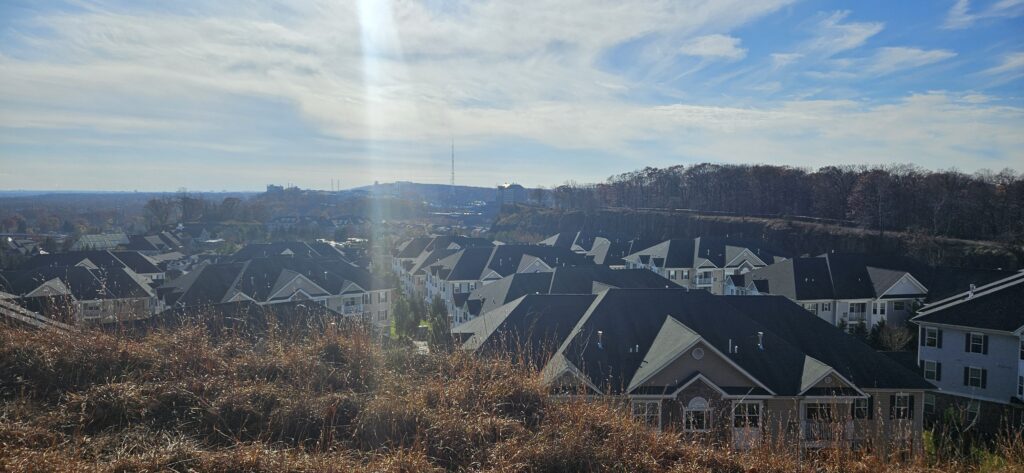 Residential area under blue sky