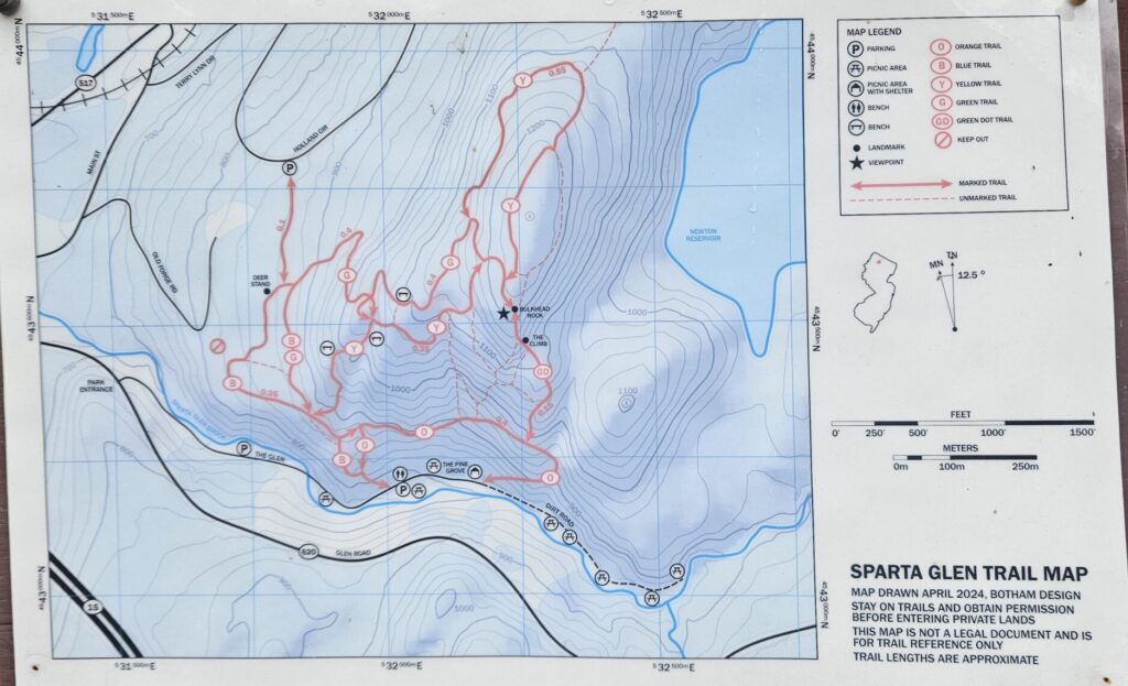 An image of the trail map for Sparta Glen Park