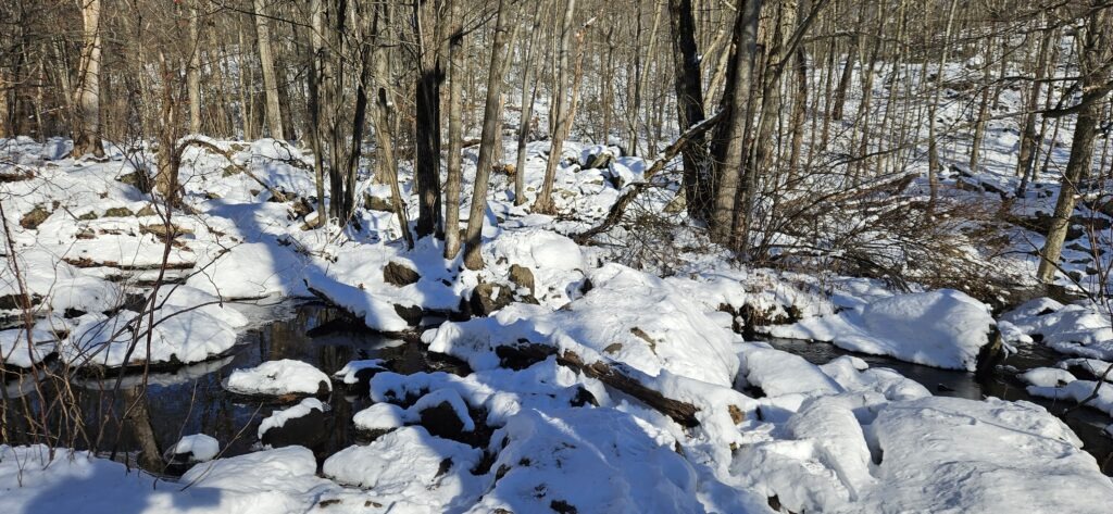 An image of the Otter Hole Falls Trail in the winter