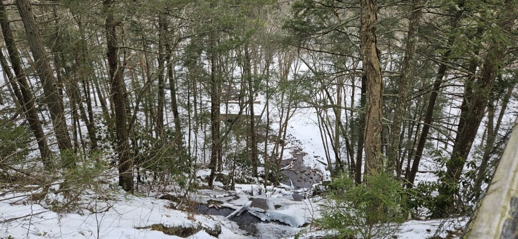 The view looking down from the top of Buttermilk Falls