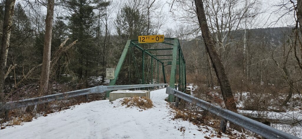 An image of a closed historic bridge on Haneys Mill Road