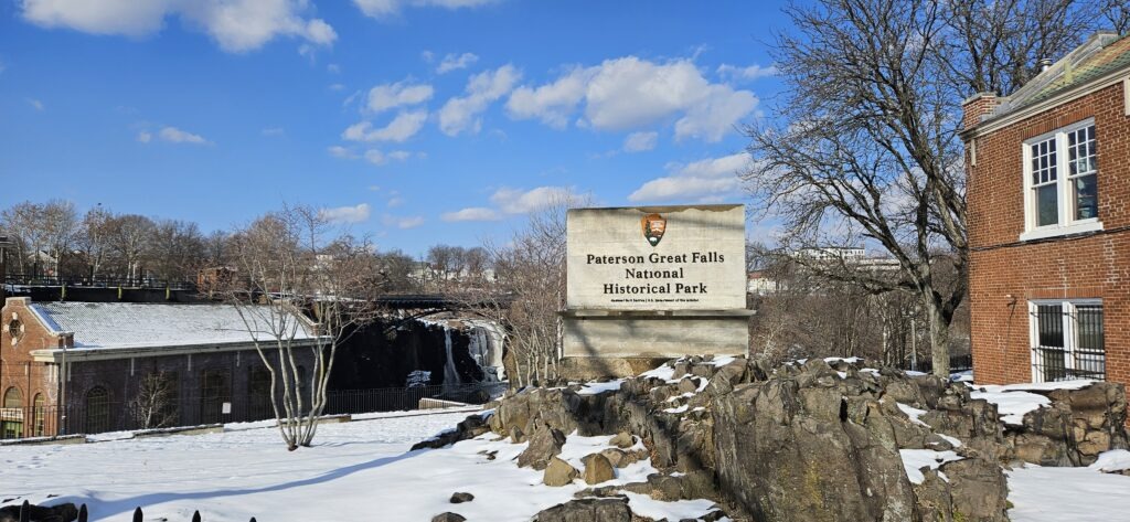 An image of the National Park sign for the Paterson Great Falls