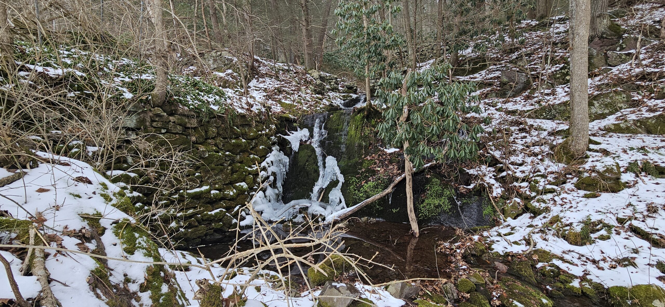 An image of a scenic waterfall in the winter