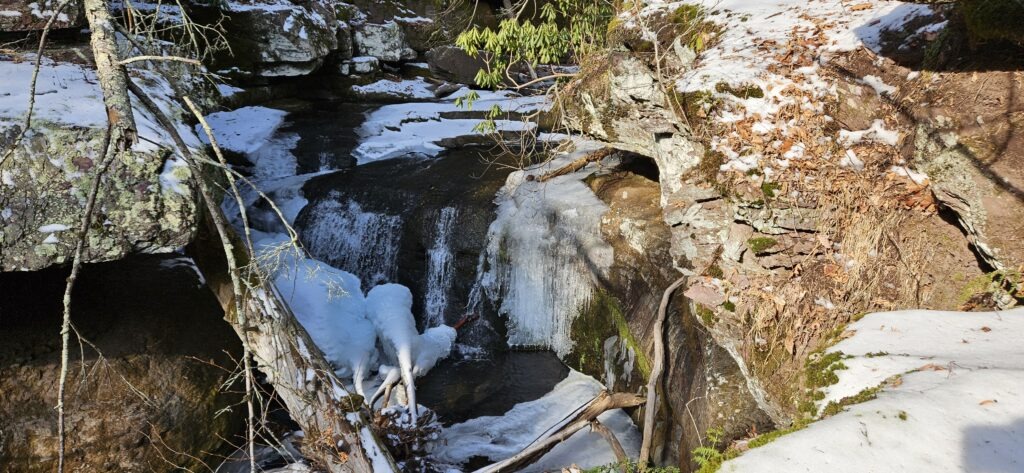 An image of a winter waterfall