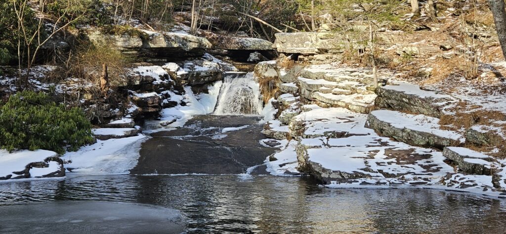 Van Campens Falls in the winter