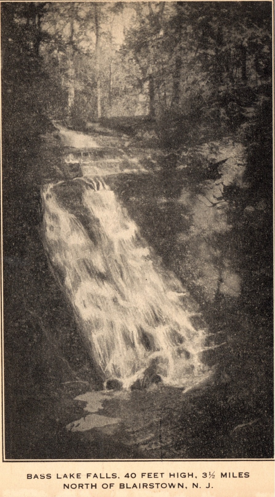An image of a historical postcard for Bass Lake Falls