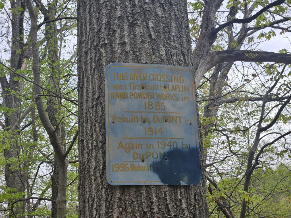 A sign at Back Beach Park in Wanaque explaining the history of the bridge over the Wanaque River