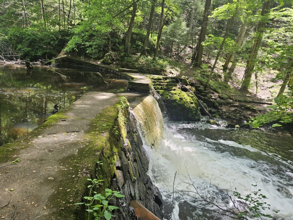 The ruins of a dam and waterfall at the Kay Center