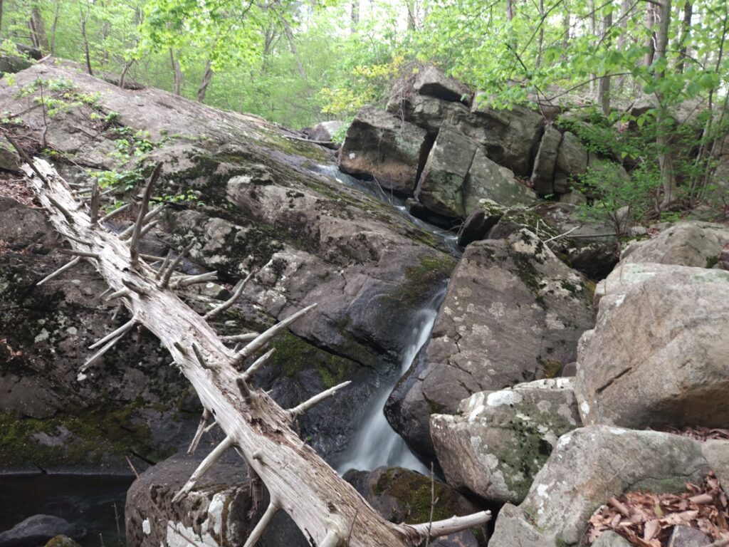 A long exposure image of a waterfall in Apshawa Preserve