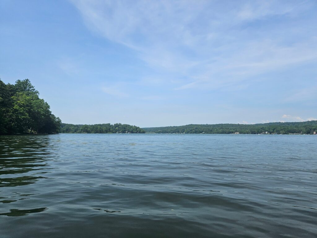 A scenic view of Swartswood Lake in Stillwater NJ