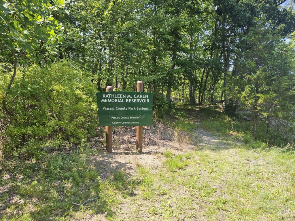 The sign for the Kathleen M. Caren at Apshawa Preserve