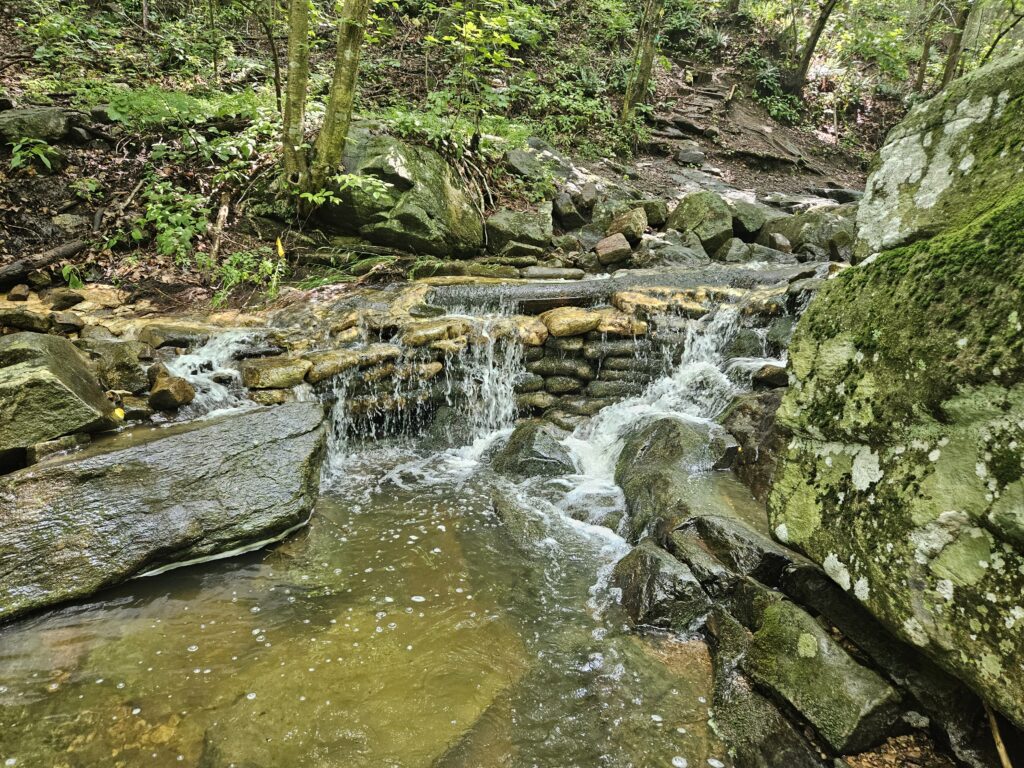 Musconetcong Gorge Falls 2 An image of a small cascade on Scout Run in Musconetcong Gorge