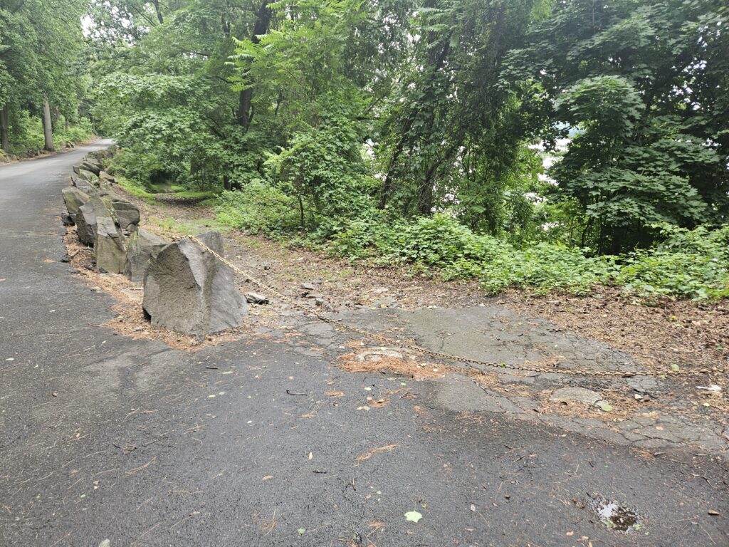 An old road down to the shore trail at Palisades Interstate Park