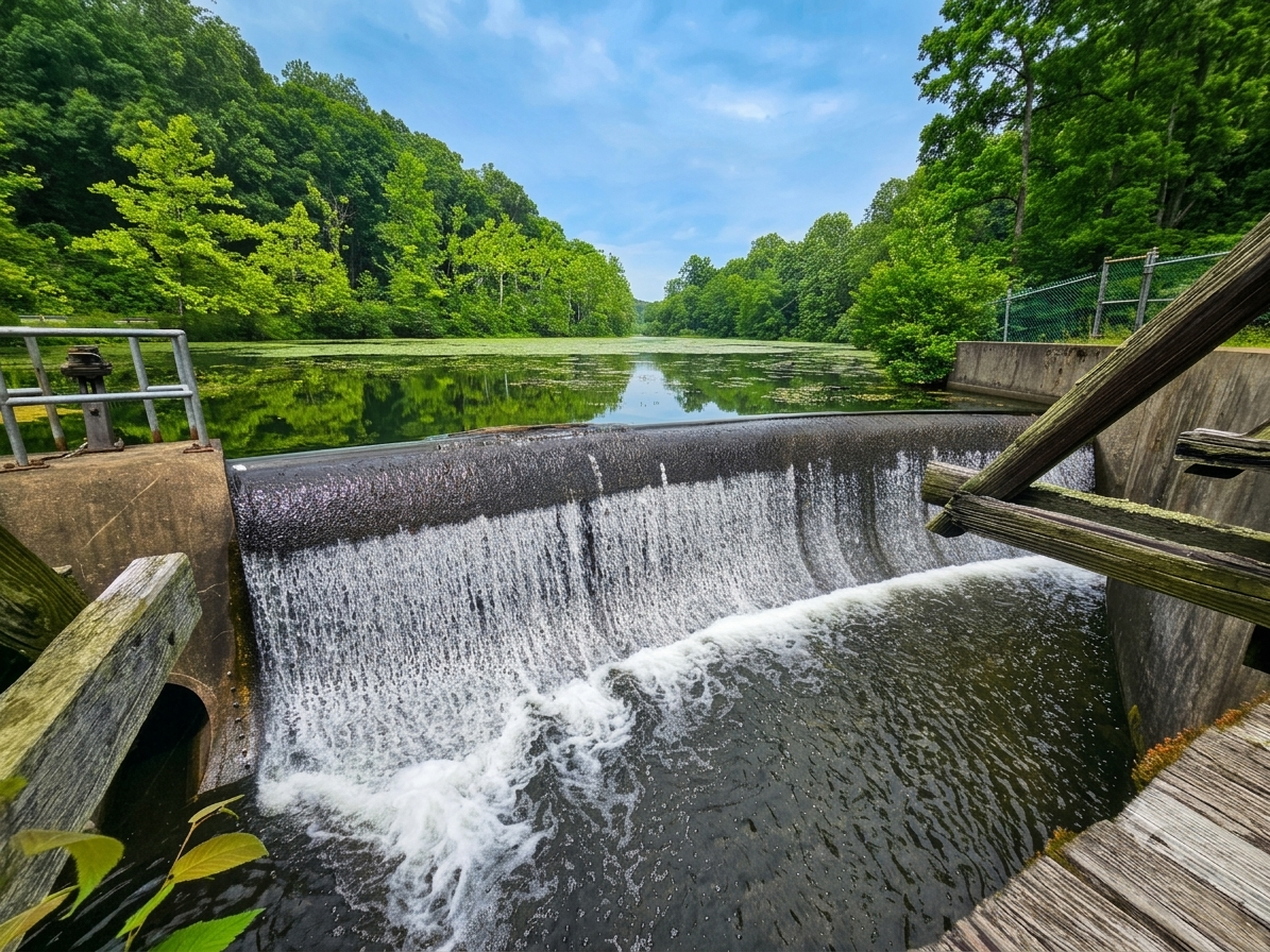 The Underwhelming Gristmill Trail at Swartswood State Park A dam at the end of Swartswood Lake at the start of the Gristmill Trail