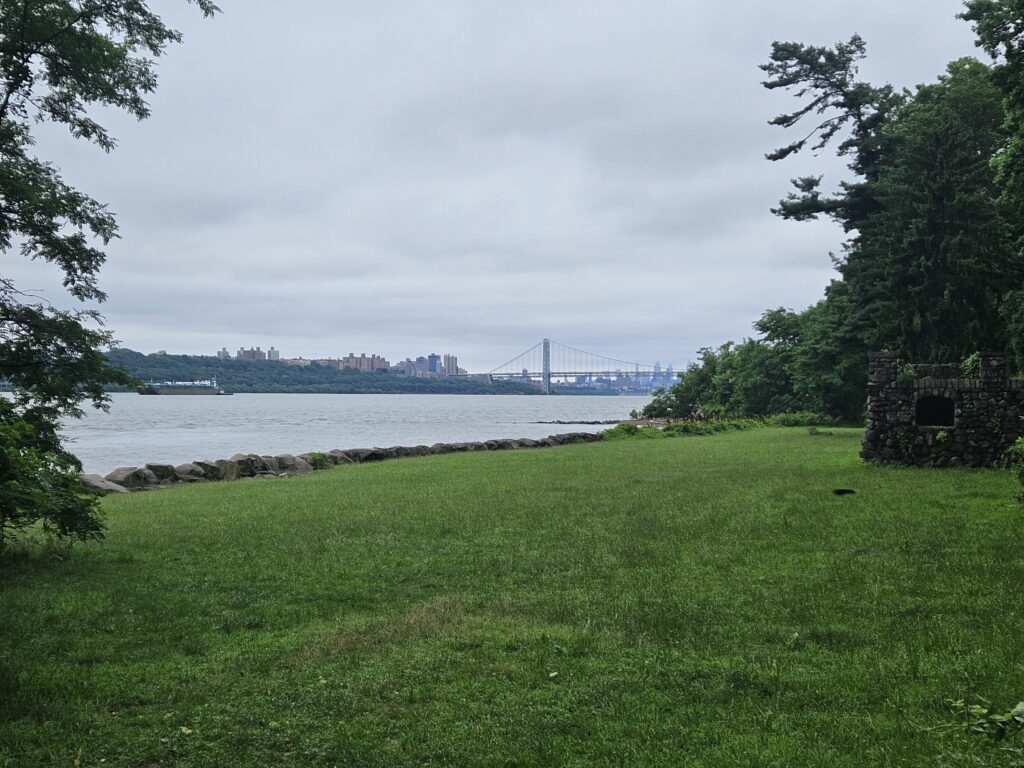 The George Washington Bridge from the Undercliff Beach at Palisades Interstate Park
