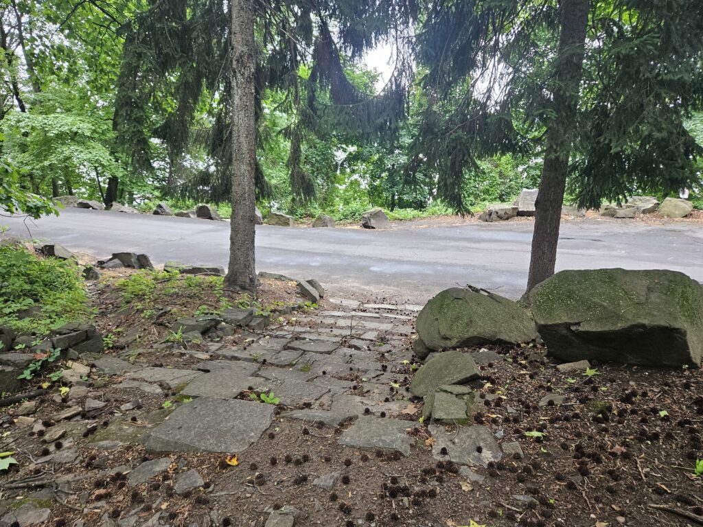 A set of stone steps at the Undercliff Picnic Area in the Palisades Interstate Park