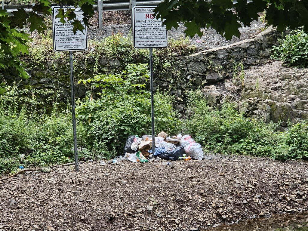 Hiking to the Filthy Green Brook Falls at Watchung Reservation 14 Trash at Green Brook Falls at Watchung Reservation