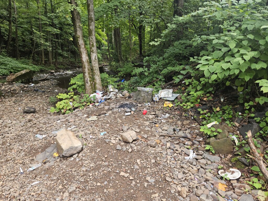 Hiking to the Filthy Green Brook Falls at Watchung Reservation 16 Trash at Green Brook Falls at Watchung Reservation