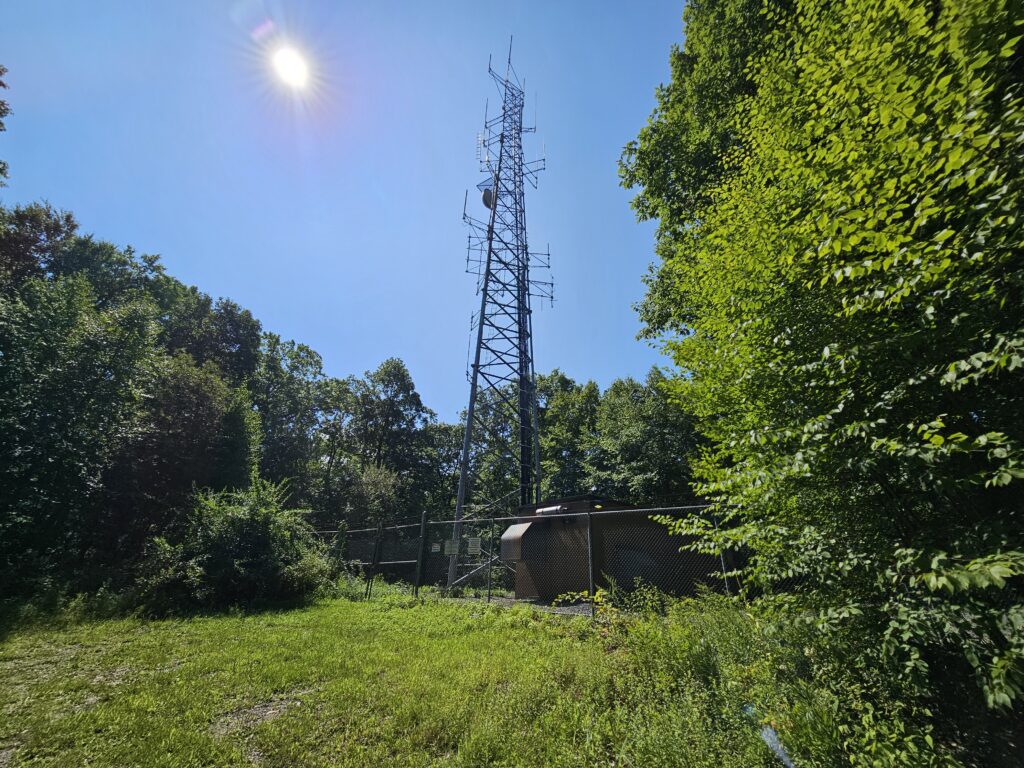 The radio tower at the top of Bowling Green Mountain at Mahlon Dickerson Reservation in Jefferson