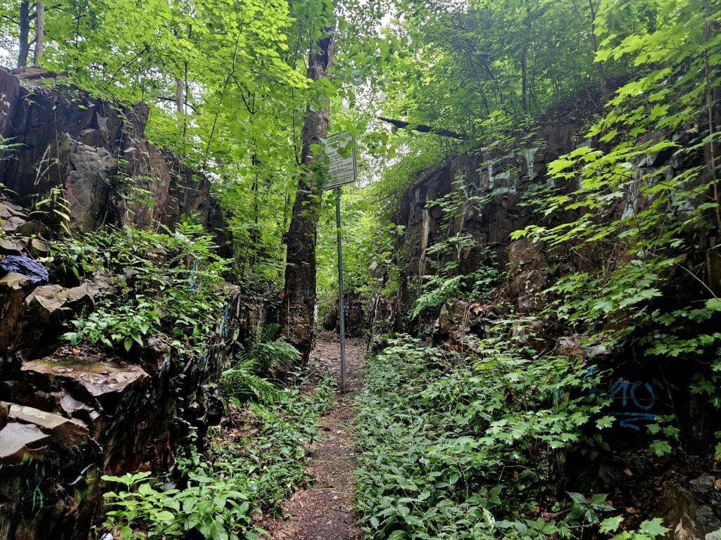 Hiking to the Filthy Green Brook Falls at Watchung Reservation 9 A chasm located at Watchung Reservation near Green Brook Falls