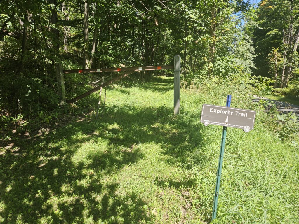 The trailhead for the Explorer Trail at Lusscroft Farm
